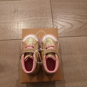 Girls' Belmont II Gold Shine High Top Sneaker by See Kai Run Basics, kids size 5